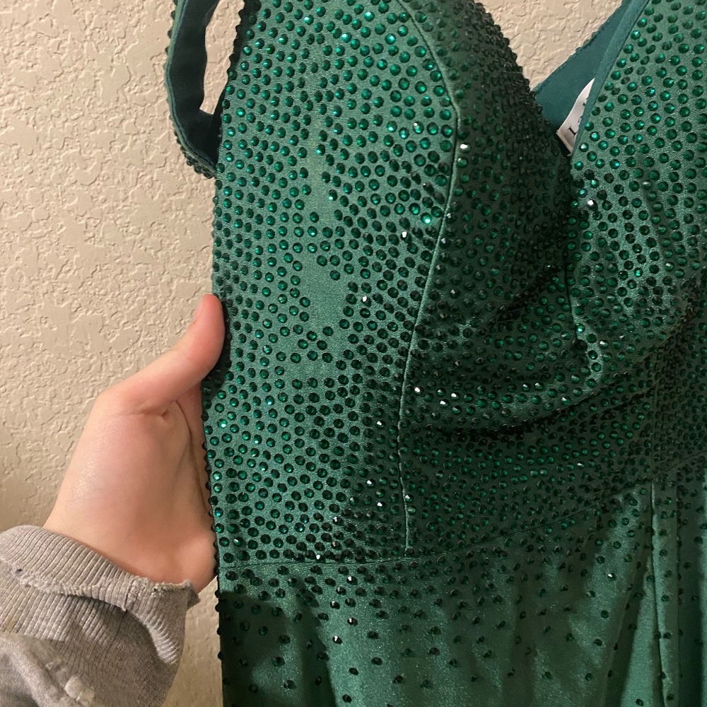 Cinderella Divine Green Rhinestoned Prom Dress - Picture 5 of 5